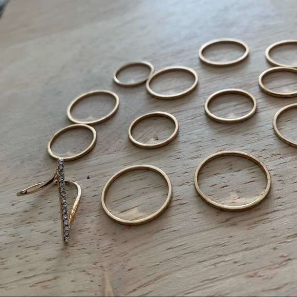 NWOT- Express Gold Midi Ring Set - Picture 6 of 16